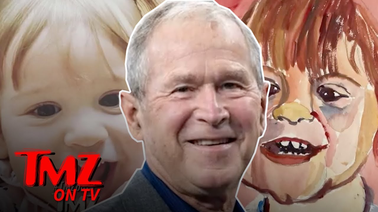 George Bush Tries Painting 1 Year Old Grandson | TMZ TV