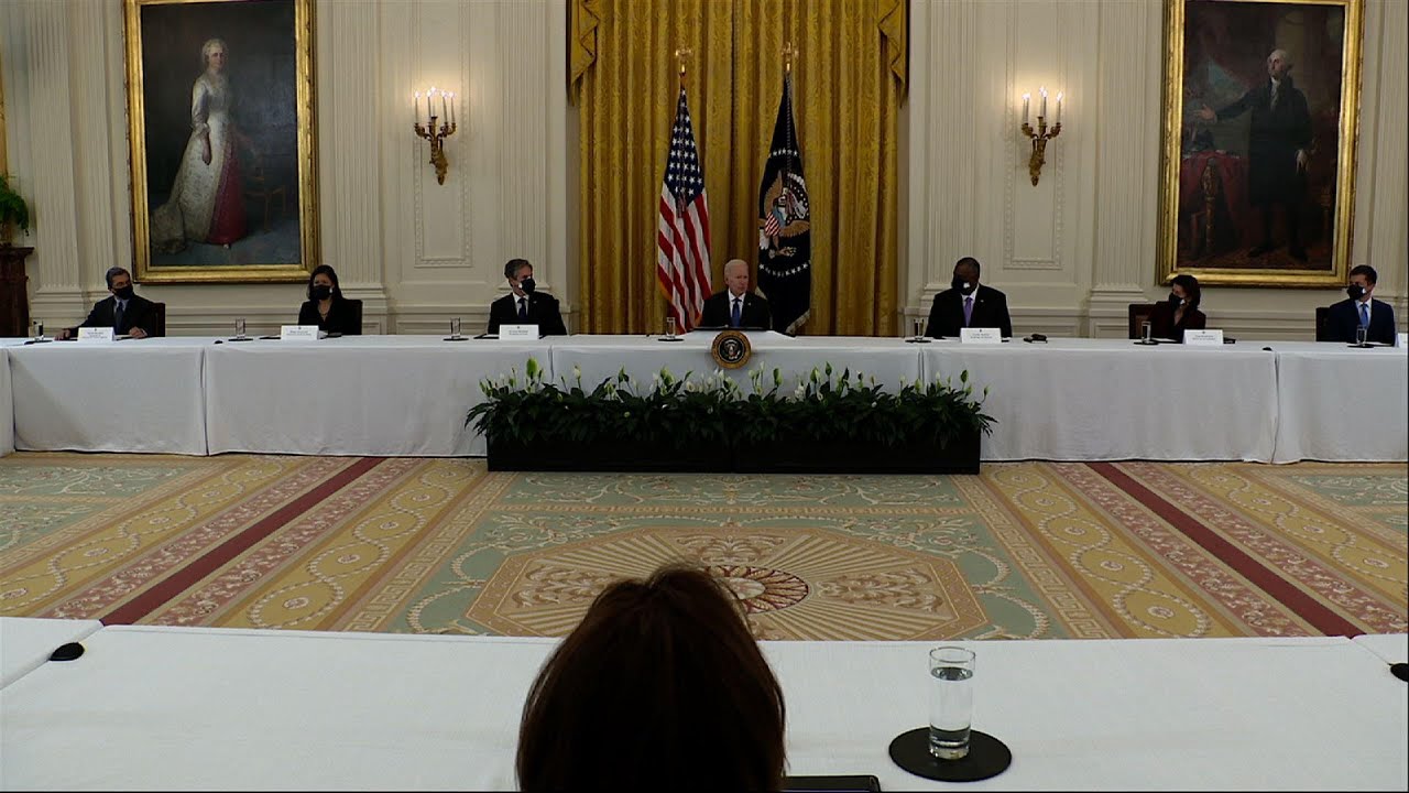 Biden pushes infrastructure in 1st Cabinet meeting