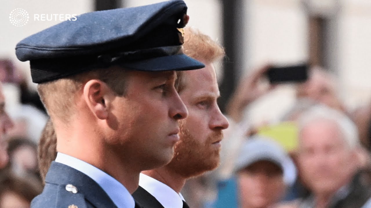 William and Harry follow a loved one's coffin, again