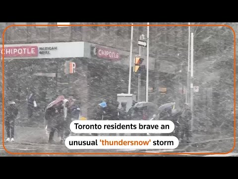 Toronto residents brave a rare 'thundersnow' storm