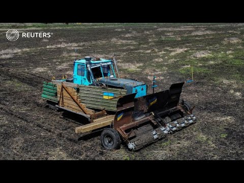 This Ukraine farmer is removing mines with a remote-controlled tractor